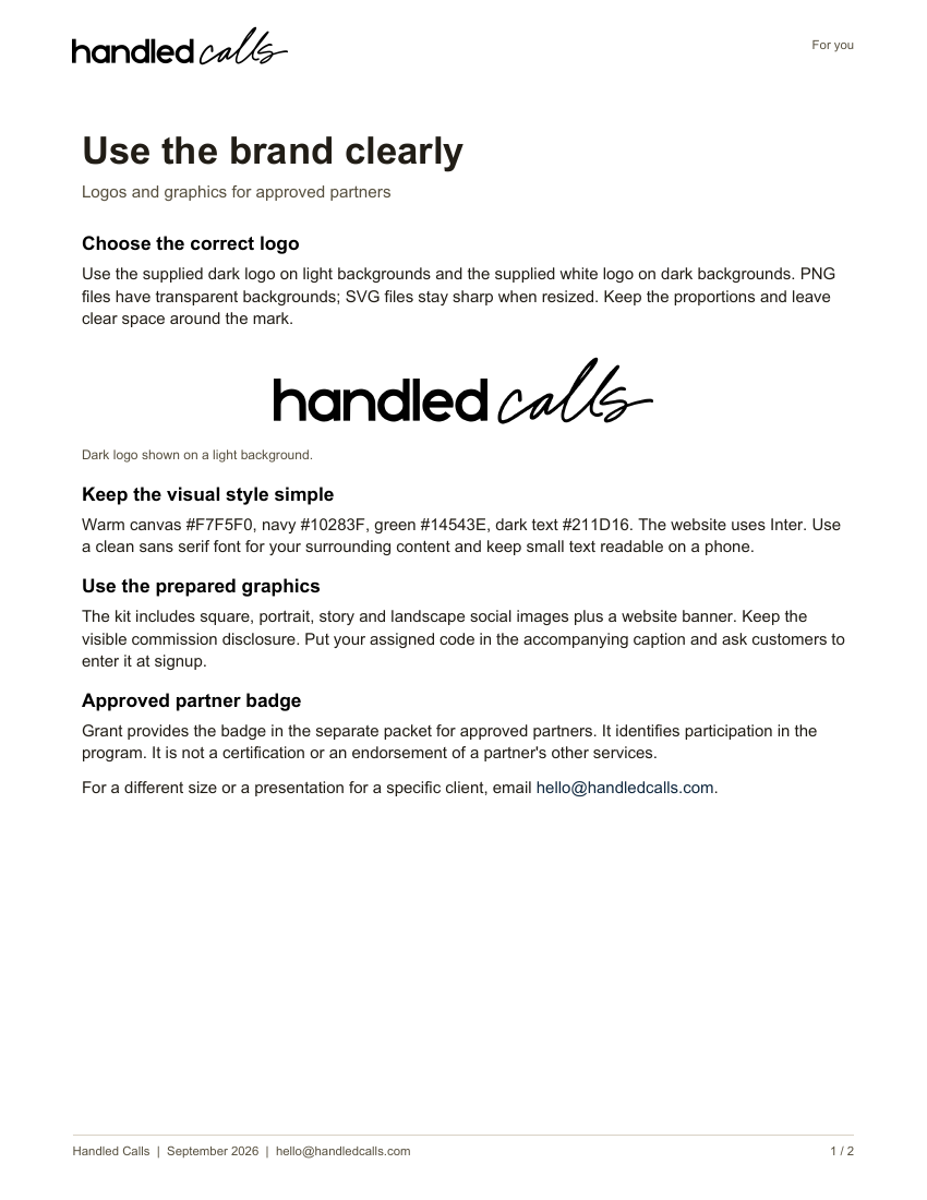 First page of Brand and sharing guide