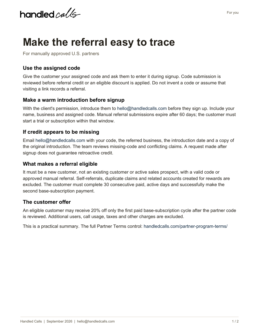 First page of Referrals and earnings